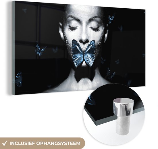 MuchoWow® Peinture sur verre - Femme - Luxe - Papillon - 40x20 cm - Peintures sur verre acrylique - Photo sur Glas