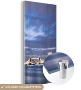 MuchoWow® Glasschilderij 60x120 cm - Schilderij acrylglas - Londen skyline in de avond - Foto op glas - Schilderijen