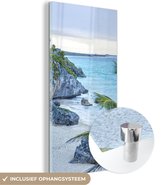MuchoWow® Glasschilderij 20x40 cm - Schilderij acrylglas - Tulum de oude havenstad aan de Caribische Zee in Mexico - Foto op glas - Schilderijen