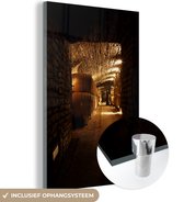 MuchoWow® Glasschilderij 120x180 cm - Schilderij acrylglas - Donkere foto van een wijnkelder - Foto op glas - Schilderijen