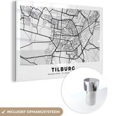 MuchoWow® Glasschilderij 60x40 cm - Schilderij acrylglas - Stadskaart - Tilburg - Nederland - Foto op glas - Schilderijen - Plattegrond