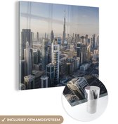 MuchoWow® Glasschilderij 20x20 cm - Schilderij acrylglas - Skyline - Burj Khalifa - Dubai - Foto op glas - Schilderijen