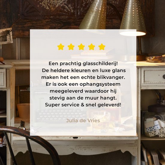 MuchoWow® Peinture sur Verre - Machine à écrire Vintage sur un Bureau Blanc - 60x90 cm - Peintures sur Verre Peintures - Photo sur Glas