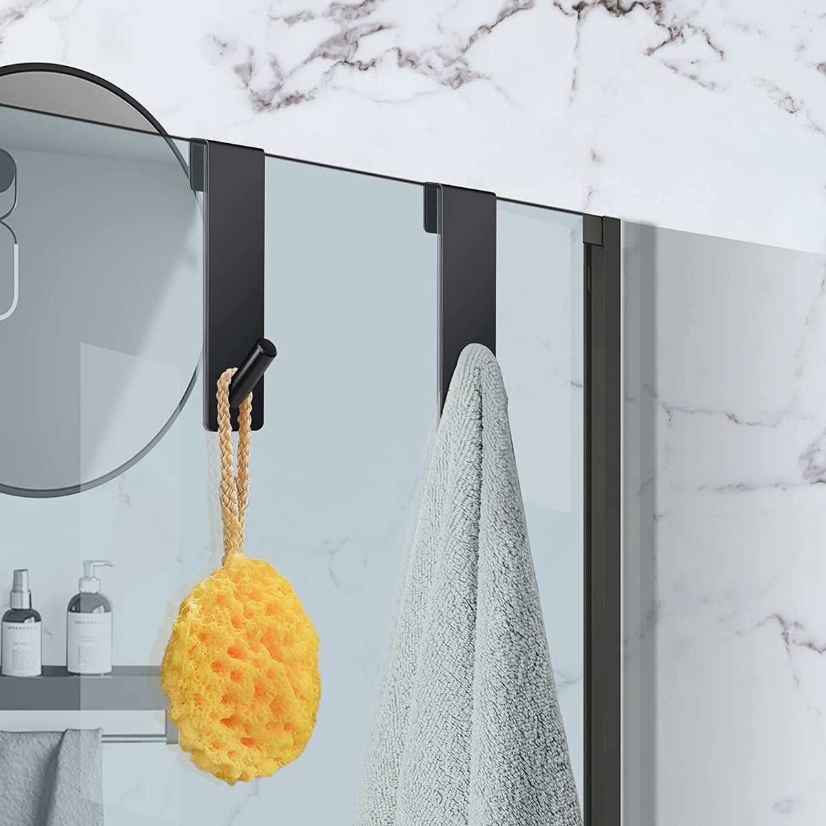 Douchehaken zonder boren, 4 stuks deurhaken voor douchewand, roestvrij