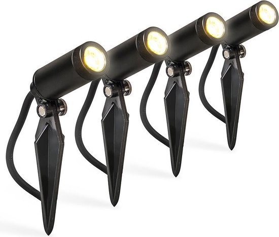 QAZQA garly - Moderne LED Priklamp | Prikspot buitenlamp - 4 stuks - Ø 24 mm - Zwart - Buitenverlichting