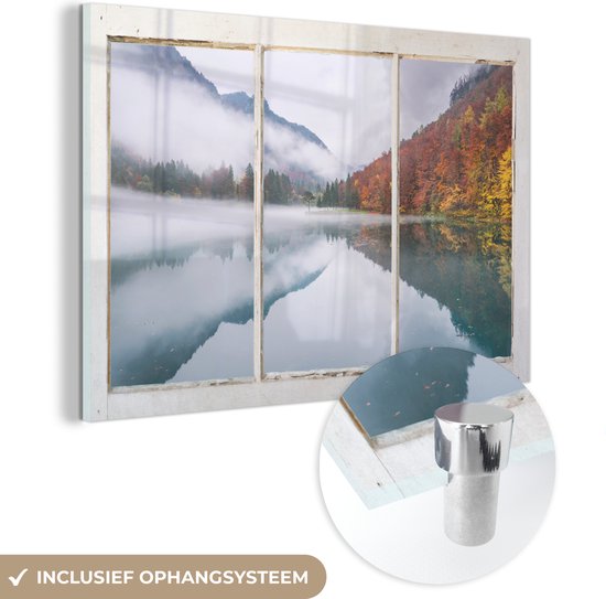 MuchoWow® Peinture sur verre 180x120 cm - Peinture sur verre acrylique - Transparent - Automne - Berg - Photo sur verre - Peintures