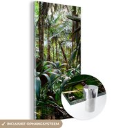 MuchoWow® Glasschilderij 40x80 cm - Schilderij acrylglas - Planten in regenwoud - Foto op glas - Schilderijen