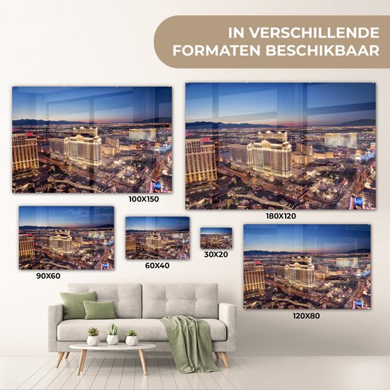 Night lights Las Vegas Glass 60x40 cm - Tirage photo sur verre (décoration murale en plexiglas)