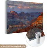 MuchoWow® Glasschilderij 30x20 cm - Schilderij acrylglas - Mather Point zonsondergang Grand Canyon - Foto op glas - Schilderijen