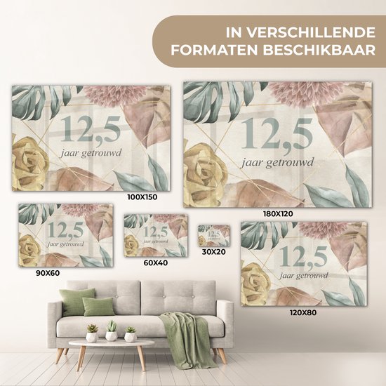 Peinture sur verre - Mariage - 12,5 ans - Design - 30x20 cm - Peintures Plexiglas