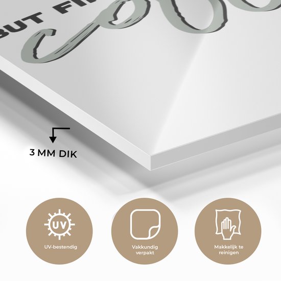 Peinture sur Verre - Café - Citations - Zwart - Wit - 40x60 cm - Peintures sur Verre Peintures - Photo sur Glas