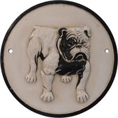 Gietijzeren - wandbord - bulldog - rond - gietijzer