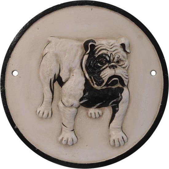 Fonte - plaque murale - bulldog - ronde - fonte