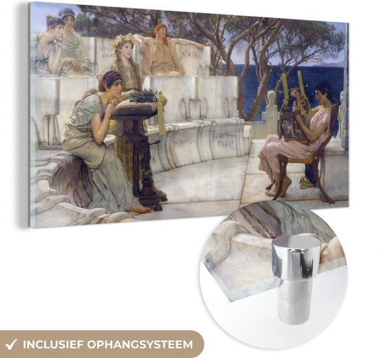 MuchoWow® Glasschilderij 80x40 cm - Schilderij acrylglas - Sappho and Alkaios - Lawrence Alma Tadema - Foto op glas - Schilderijen