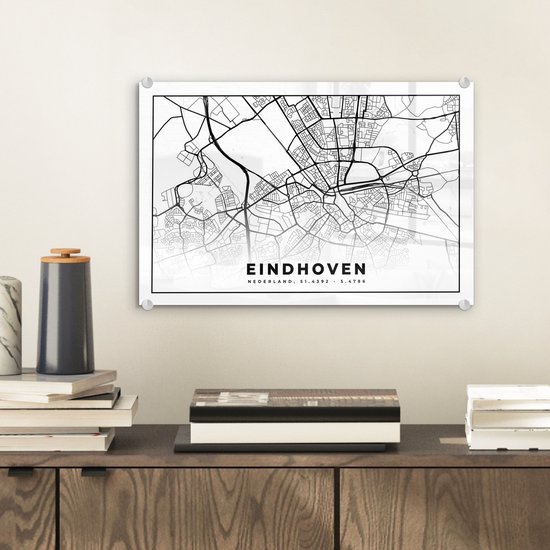 Peinture sur Verre - Carte - Pays- Nederland - Eindhoven - 30x20 cm - Peintures sur Verre Peintures - Photo sur Glas