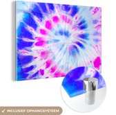MuchoWow® Peinture sur verre 60x40 cm - Peinture sur verre acrylique - Été - Tie Dye - Blauw - Photo sur verre - Peintures