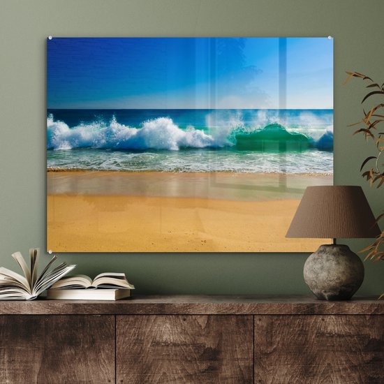 MuchoWow® Peinture sur verre 80x60 cm - Peinture sur verre acrylique - Mer - Golf - Plage - Photo sur verre - Peintures