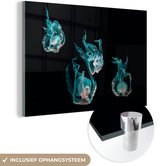 MuchoWow® Glasschilderij 180x120 cm - Schilderij acrylglas - Kwal - Zeedieren - Zwart - Foto op glas - Schilderijen