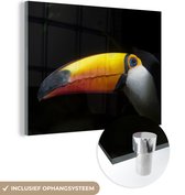 MuchoWow® Glasschilderij 120x90 cm - Schilderij acrylglas - Toekan - Vogel - Snavel - Foto op glas - Schilderijen