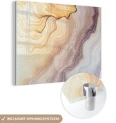 MuchoWow® Peinture sur verre 160x120 cm - Peinture sur verre acrylique - Marbre - Texture - Grès - Or - Aspect marbre - Photo sur verre - Peintures