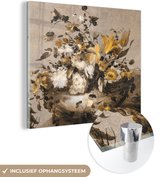 MuchoWow® Glasschilderij 20x20 cm - Schilderij acrylglas - Bloemen - Oude Meesters - Geel - Foto op glas - Schilderijen