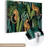 MuchoWow® Glasschilderij 180x120 cm - Schilderij acrylglas - Jungle - Panter - Patronen - Jongens - Meiden - Planten - Foto op glas - Schilderijen