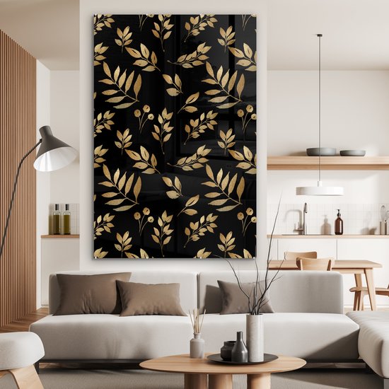 Peinture sur Verre - Motif - Feuilles - Or - 100x150 cm - Peintures sur Verre Peintures - Photo sur Glas