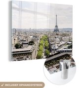 MuchoWow® Glasschilderij 120x90 cm - Schilderij acrylglas - Parijs skyline - Foto op glas - Schilderijen