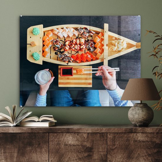 Peinture sur Verre - Sushi au Restaurant Japonais - 80x60 cm - Peintures sur Verre Peintures - Photo sur Glas