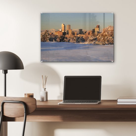 Un Denver enneigé aux États-Unis Plexiglas 60x40 cm - Tirage photo sur Glas (décoration murale en plexiglas)