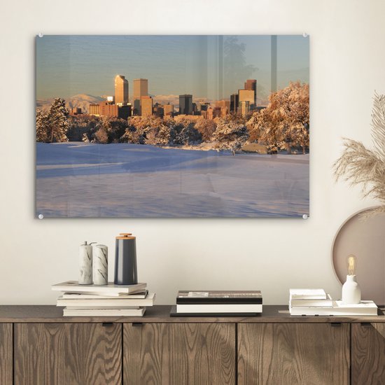 Un Denver enneigé aux États-Unis Plexiglas 60x40 cm - Tirage photo sur Glas (décoration murale en plexiglas)