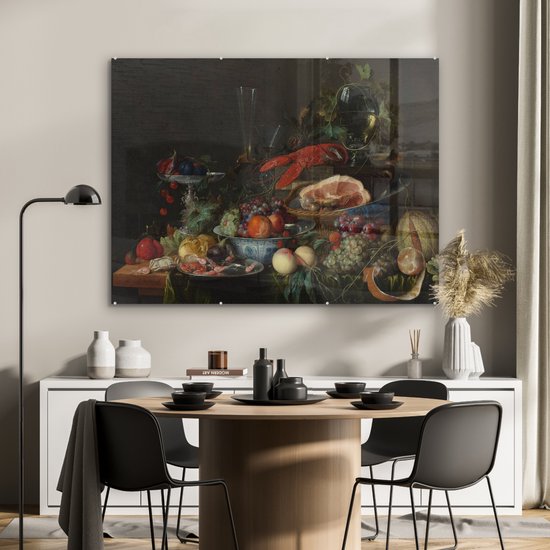 MuchoWow® Peinture sur verre - Nature morte au homard - peinture de Jan Davidsz de Heem - 120x90 cm - Peintures sur verre acrylique - Photo sur Glas