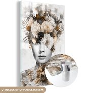 Peinture sur verre - Femmes - Fleurs - Tessons - 40x60 cm - Peintures Plexiglas