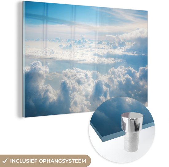 MuchoWow® Peinture sur verre 150x100 cm - Peinture sur verre acrylique - Couverture nuageuse dans le ciel - Photo sur verre - Peintures