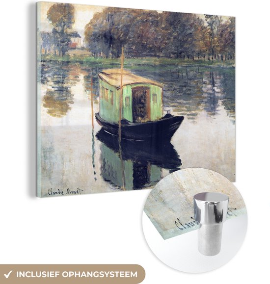 MuchoWow® Peinture sur verre 160x120 cm - Peinture sur verre acrylique - Le bateau atelier - Peinture de Claude Monet - Photo sur verre - Peintures