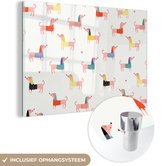 MuchoWow® Glasschilderij 30x20 cm - Schilderij acrylglas - Honden illustratie met teckels op een witte achtergrond - Foto op glas - Schilderijen