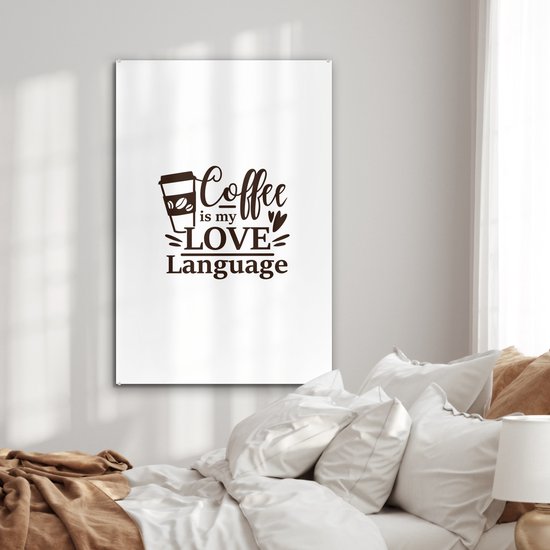 MuchoWow® Peinture sur verre 60x90 cm - Peinture sur verre acrylique - Café - Citation - Amour - Photo sur verre - Peintures