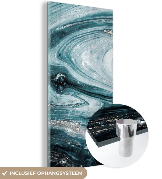 MuchoWow® Glasschilderij 40x80 cm - Schilderij acrylglas - Marmer - Mineralen - Natuursteen - Foto op glas - Schilderijen