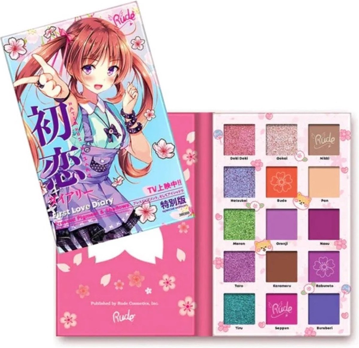 Rude Cosmetics - First Love Diary - MANGA.3 - Eyeshadow Palette - 38099 - 15 kleuren - Matte & Shimmer - Oogschaduw Palette - 22 g