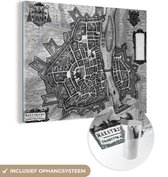 Plan de la ville historique de Maastricht en plexiglas noir et blanc - Carte 80x60 cm - Tirage photo sur Glas (décoration murale en plexiglas)