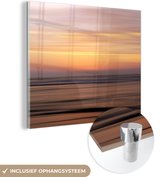 MuchoWow® Glasschilderij 20x20 cm - Schilderij acrylglas - Zonsondergang aan zee - Foto op glas - Schilderijen
