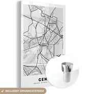 MuchoWow® Peinture sur verre - België - Genk - Plan de la ville - Carte - Zwart Wit - Carte - 80x120 cm - Peintures sur verre acrylique - Photo sur Glas