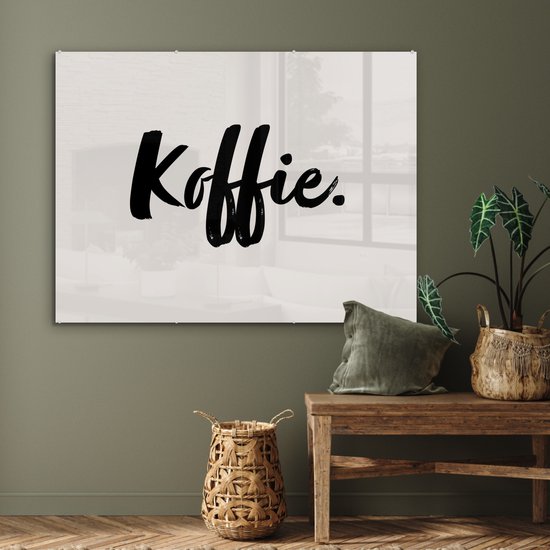 MuchoWow® Peinture sur verre - Café - Taupe - Citation - 120x90 cm - Peintures sur verre acrylique - Photo sur Glas