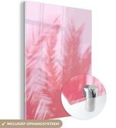MuchoWow® Peinture sur verre 60x80 cm - Peinture sur verre acrylique - Plantes - Feuilles - Rose - Photo sur verre - Peintures
