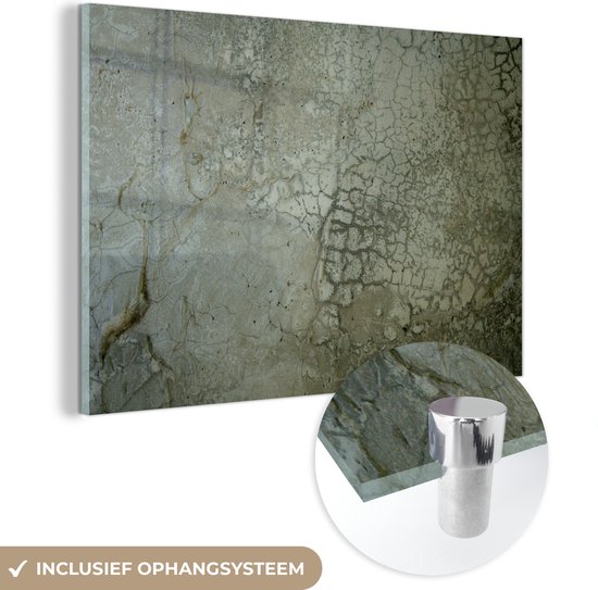 MuchoWow® Glasschilderij 60x40 cm - Schilderij acrylglas - Muur - Groen - Aarde - Foto op glas - Schilderijen