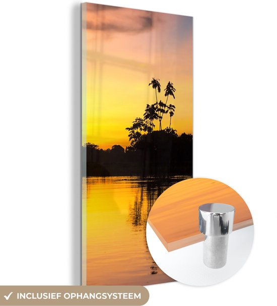 MuchoWow® Glasschilderij 80x160 cm - Schilderij acrylglas - Water - Natuur - Zomer - Lucht - Foto op glas - Schilderijen