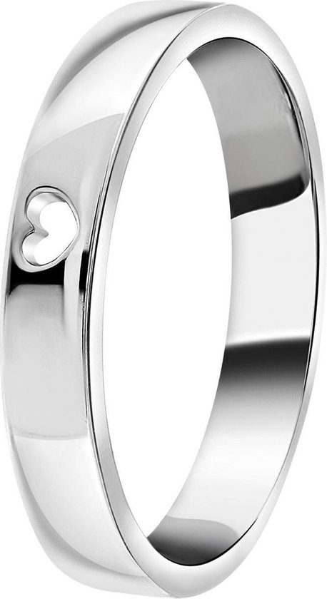 Lucardi Dames ring met uitgesneden hart - Ring - Cadeau - Echt Zilver
