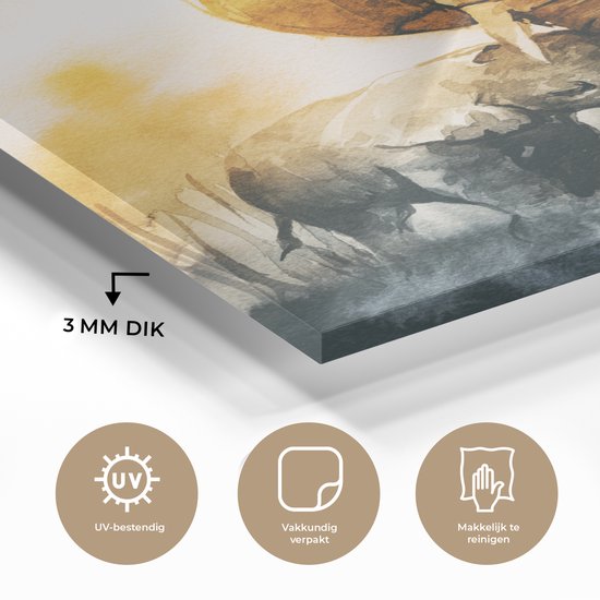 MuchoWow® Peinture sur verre 40x60 cm - Peinture sur verre acrylique - Éléphant - Enfant - Aquarelle - Photo sur verre - Peintures