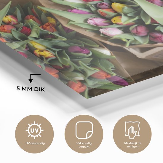 Peinture sur verre - Fleurs - Tulipes - Bouquet - 120x80 cm - Peintures Plexiglas