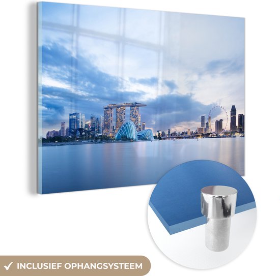 Glasschilderij - Skyline - Water - Singapore - Acrylglas Schilderijen - Foto op Glas